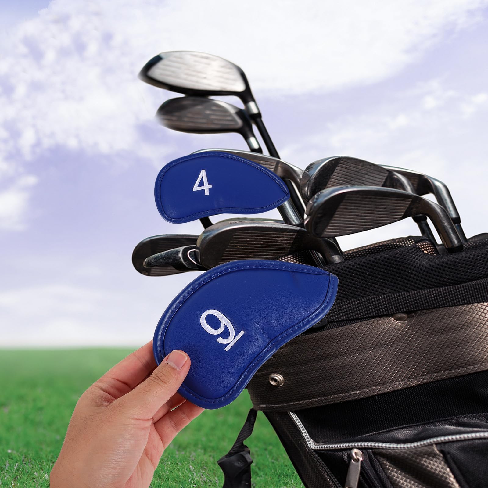 Fundas para Cabezas de Palos de Golf de PU 12 Piezas Azules