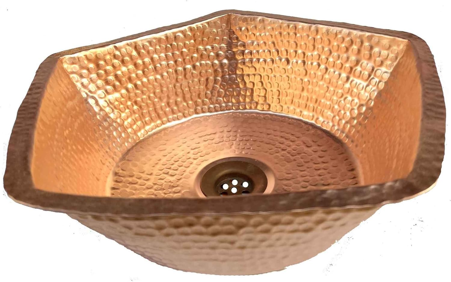 Polished Vessel Pentagon Copper Bathroom Kitchen Bar Prep Sink Luxury Hand Hammered Wash Basin Washbowl