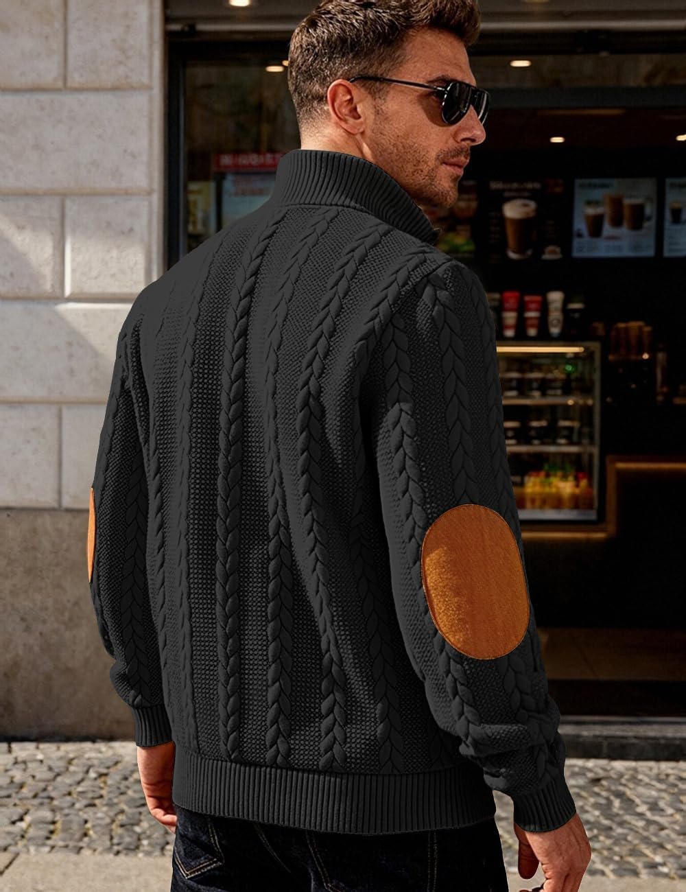 Mens Sweater Knitted Quarter Button Long Sleeve Casual Sweatshirts Quilted Stand Collar Pullover Cable Sweaters - Image 5