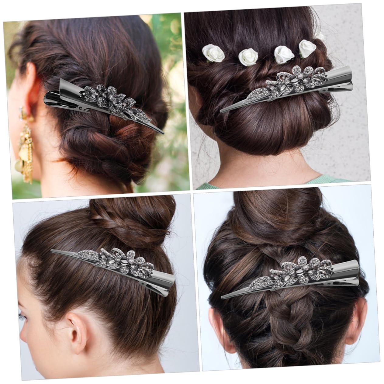 Didiseaon 6 Piezas clip de cuerno de cristal Barrette moda mujer Horquilla cristal fiesta pinzas de cabello pasador de pelo de diamantes de imitación pinzas para el pelo de cocodrilo Flash
