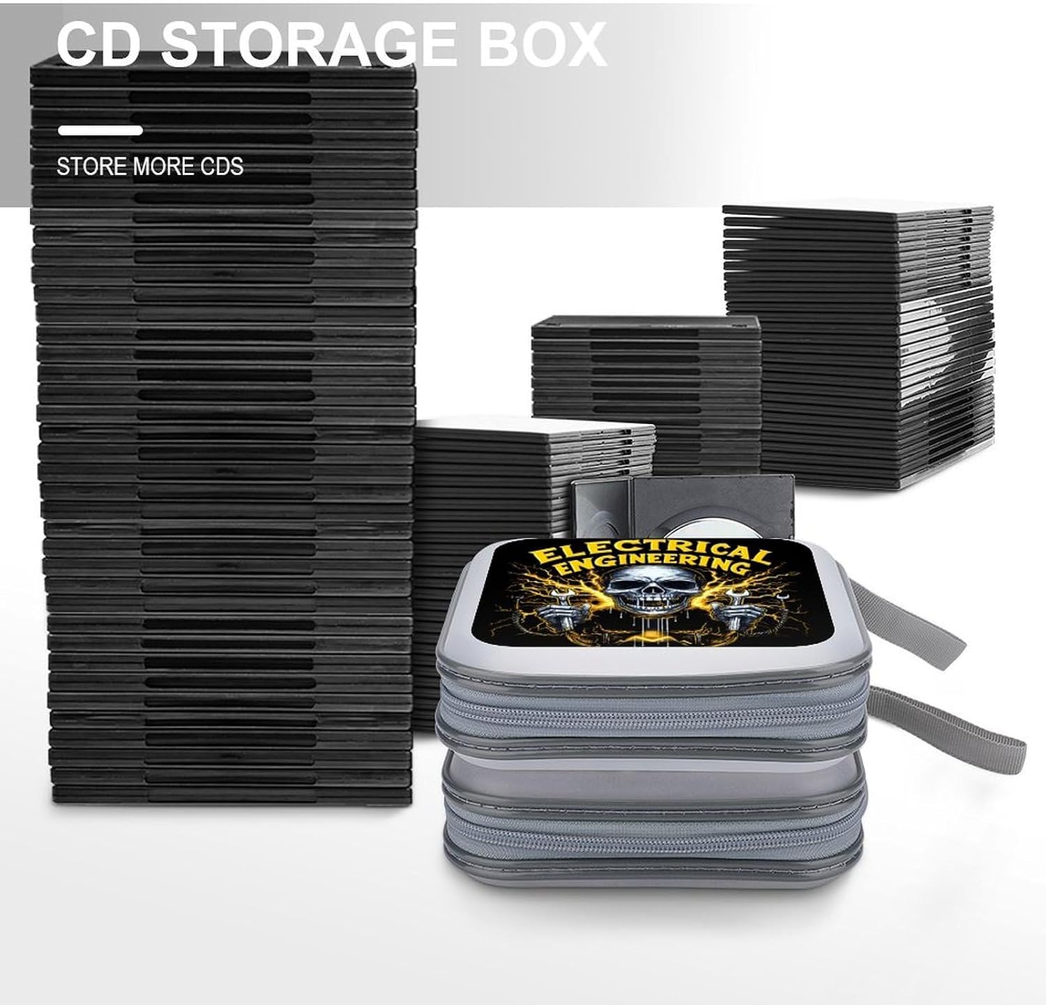 Electrical Engineering CD Case DVD Storage Holder Binder 40 Capacity | protective,hard case,protable loop,travel car use,zippered closure
