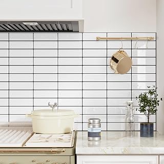 Peel and Stick Subway Tile 10 Sheets White Peel and Stick Backsplash for Kitchen Shower Tile Backsplash for Kitchen Wall Tiles Removable Subway Tiles Waterproof Self Adhesive PVC Wall Sticker 12"x12"