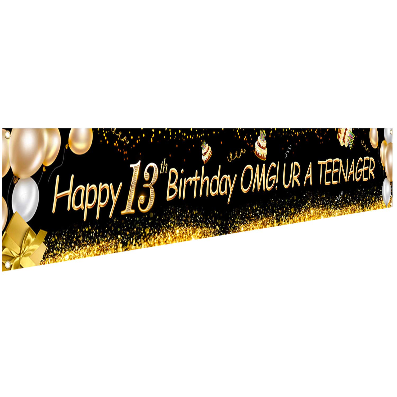 13. Geburtstag Dekorationen - Glitzer Zahl 13 & Sterne Banner, Aus Karton, Für Teenager-Party