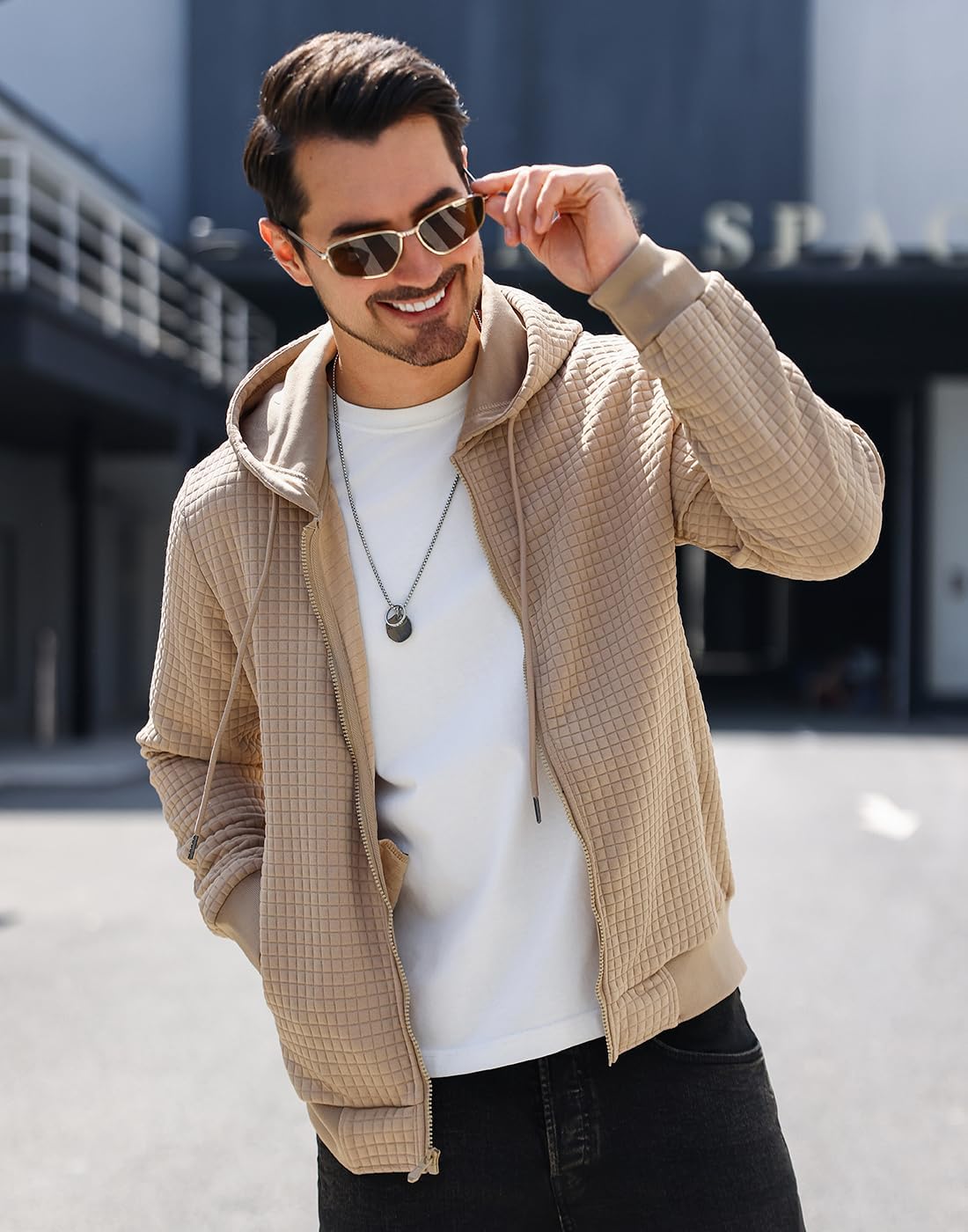 Mens Zip Up Hoodie Full-Zip Sweatshirt Lightweight Loose Fit Hooded Jackets - Image 3