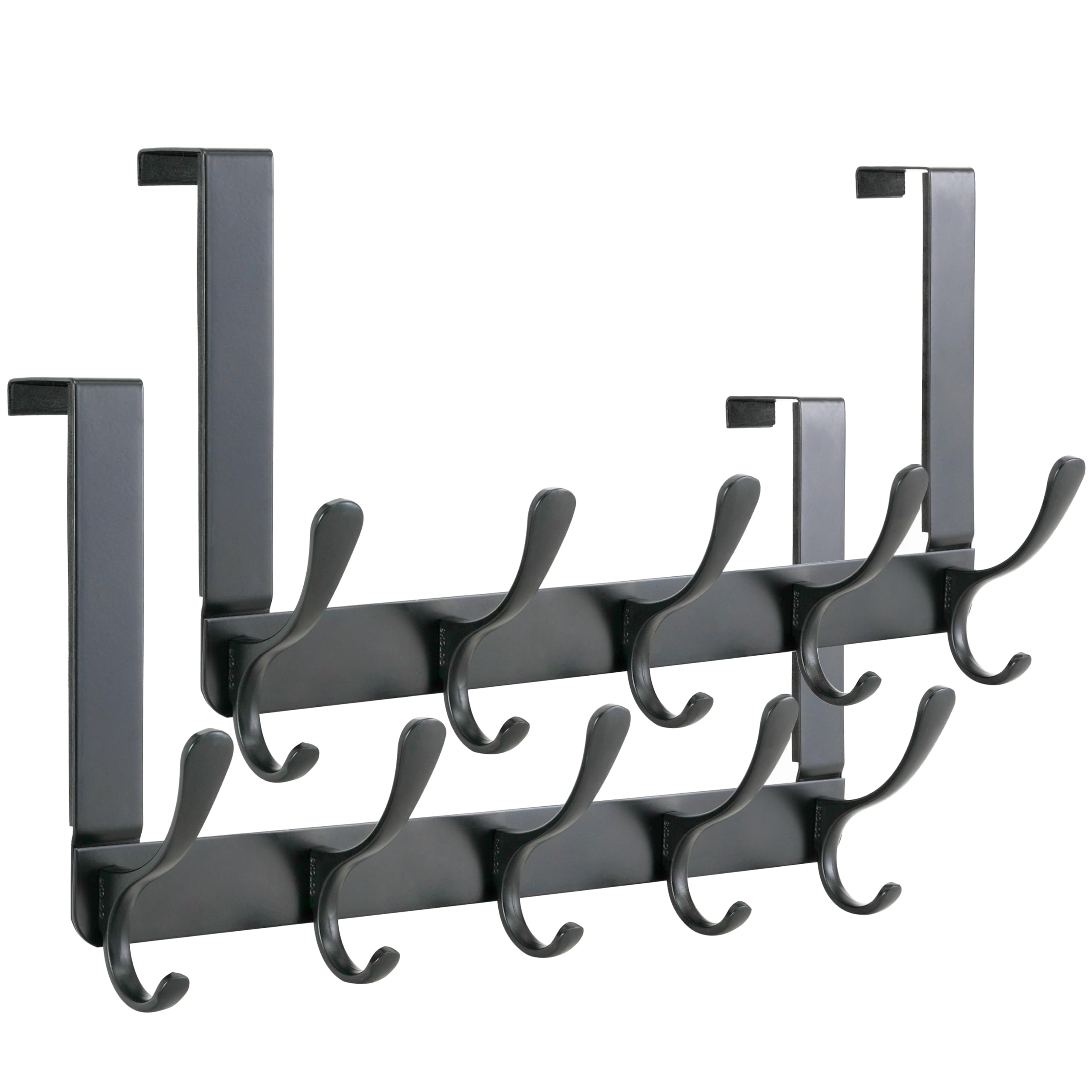 Skoloo Black Over The Door Hook, Coat Hooks For Hanging Clothes, Towels, Coats, Hats, Over The Door Towel Hook - Pack Of 2, Assembly Required