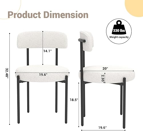 COCO DESIGN Juego de 4 sillas de comedor blancas, modernas y cĂłmodas sillas de comedor Boucle con respaldo curvo, silla de comedor tapizada de COCO DESIGN Juego de 4 sillas de comedor blancas, modernas y cĂłmodas sillas de comedor Boucle con respaldo curvo, silla de comedor tapizada de