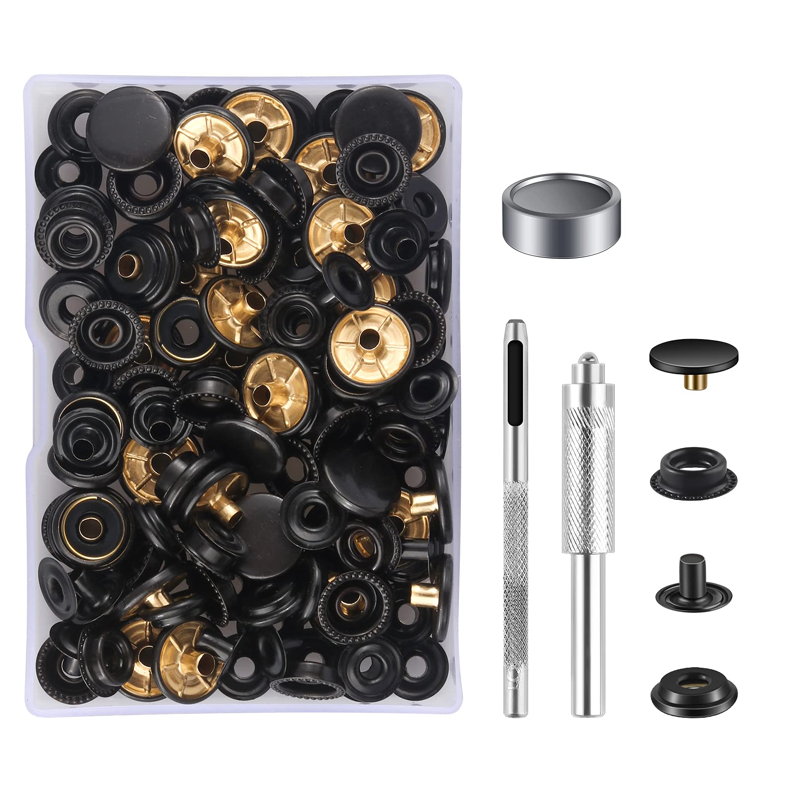 LUTER 12 SETS 15mm Pressione Bottoni Fissaggio Kit No Sew Rimovibile