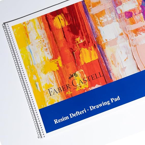 Faber-Castell Picture Book, 35x50 cm, 30 Leaves, Hard Cardboard Cover, Spiral Skin, 120g Quality Paper, Perforated Sheets, Painting Techniques Sheet