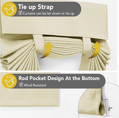 Miniatura 143 de Deconovo Cortina opaca de Navidad para puertas de vidrio y luces laterales, panel de privacidad con aislamiento térmico con doble bolsillo para