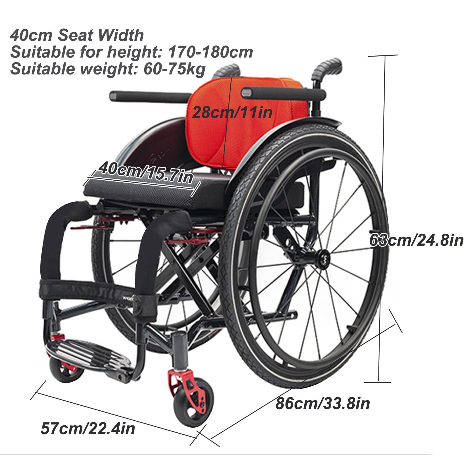 Amazon.com: Lightweight Aluminum Alloy Wheelchair, Folding Sports 