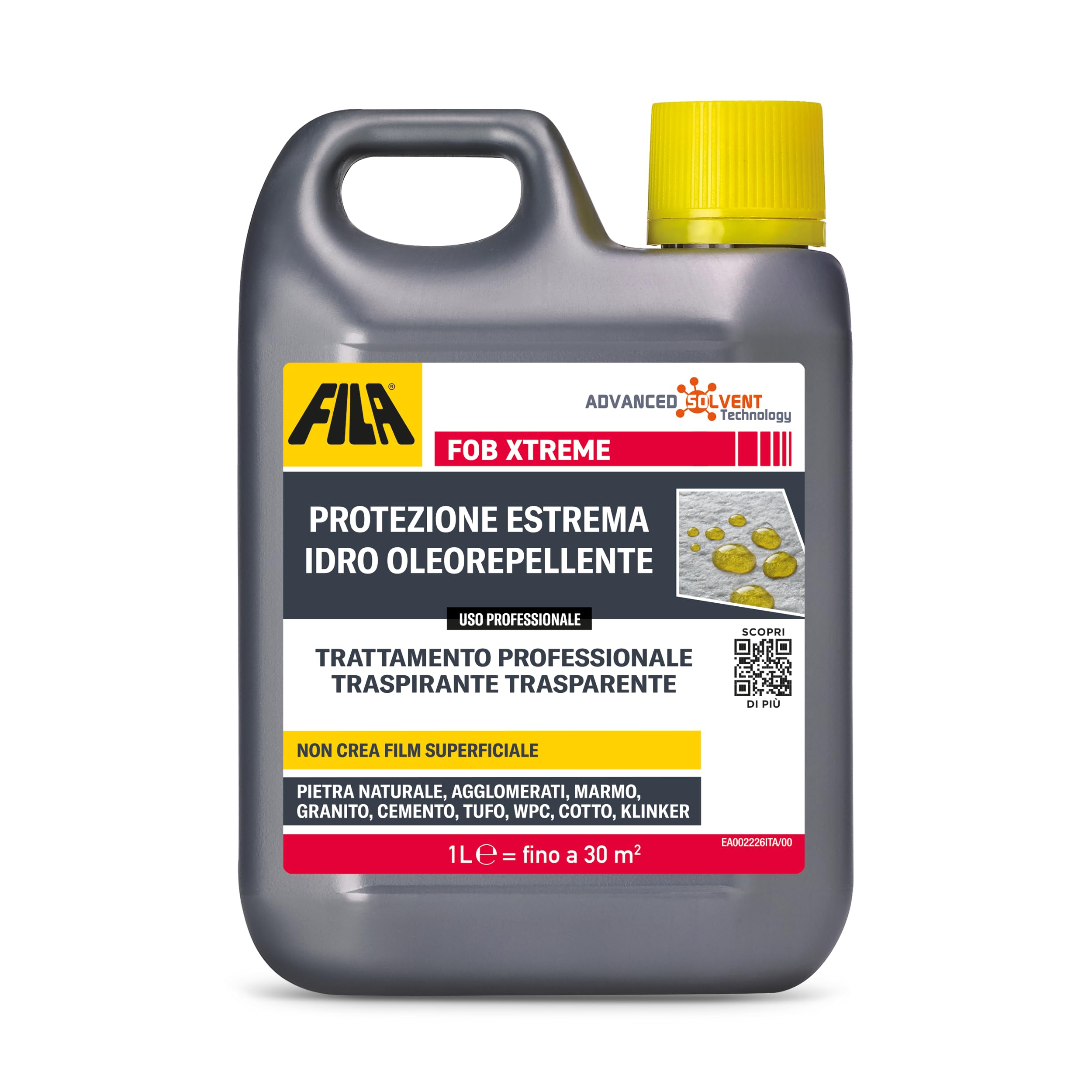 FOB XTREME, Protettivo Antimacchia Traspirante ad Alta Performance, blocca l'assorbimento di sostanze oleose, grasse (oli, sapone, shampoo), colorate e acqua, 1L | blocca l'assorbimento di sostanze oleose, grasse (oli, sapone, shampoo), colorate e acqua,