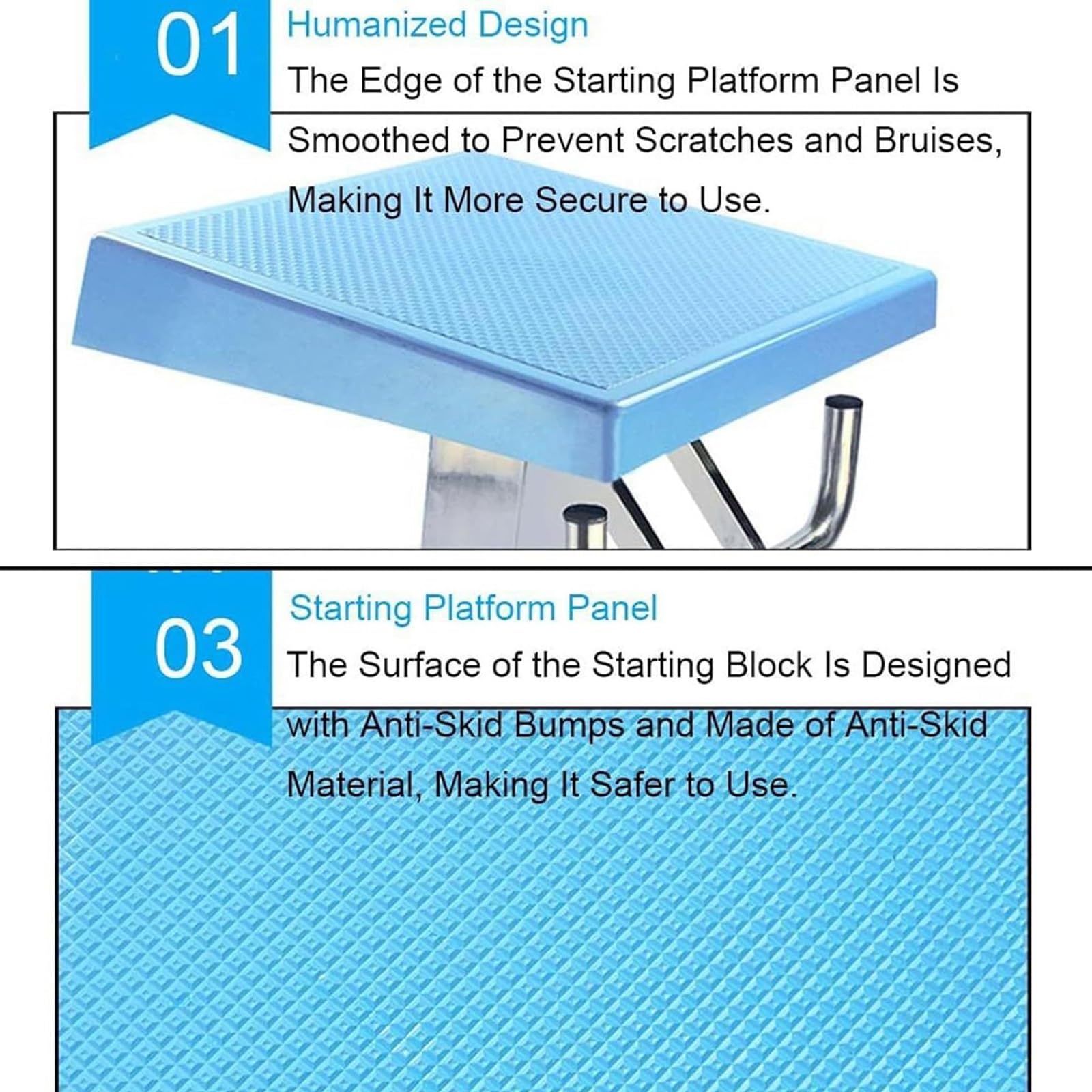 Piattaforma antiscivolo per immersioni con base in acciaio inox per competizioni di piscina, supporta fino a 300 kg di capacità di carico