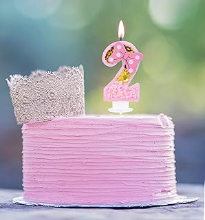 2 Birthday Candle 3D Pink Bow Cute Number 2 Candle Birthday Girl Toddler Baby Princess Women Sweet Theme 2nd Birthday Anniversary Party Cake Decoration