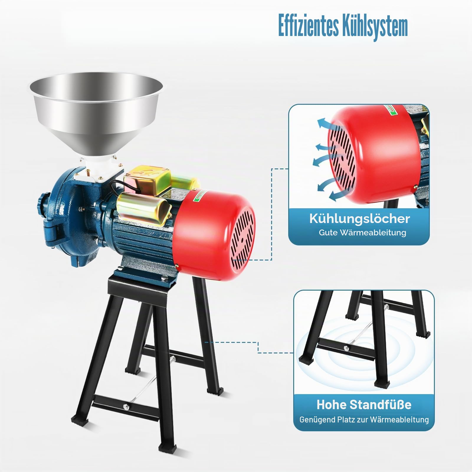 2200W 220V Elektrisch Getreidemühle Kornmühle Schrotmühle, Weizenmühle Tragbare Hochgeschwindigkeits Schleifmaschine, für Getreide Mais Stroh Futter Kräuter Gewürze Nüsse