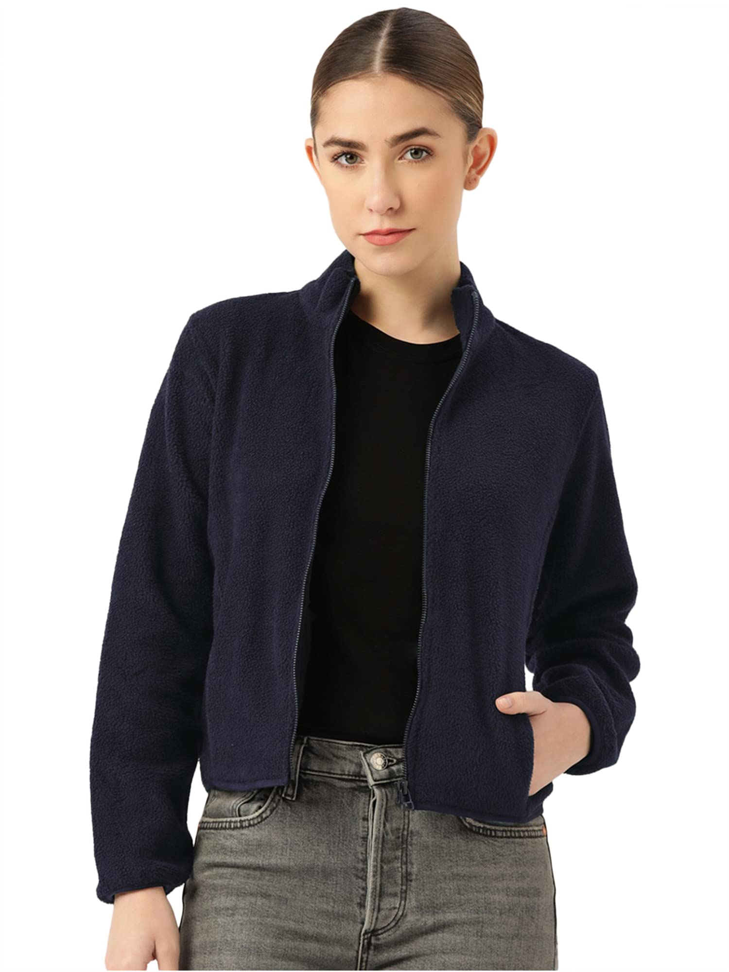 lill Women's Midnight Blue High Neck Full Sleeves Zipper Sweatshirt (7L-WS-W-235)-picture-42