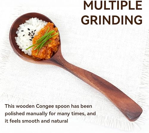 Miniatura 7 de Wooden Ladle for Cooking, Wooden Soup Spoons Wood Serving Spoon, Long Handle Scooper Wood Spoon for Soup
