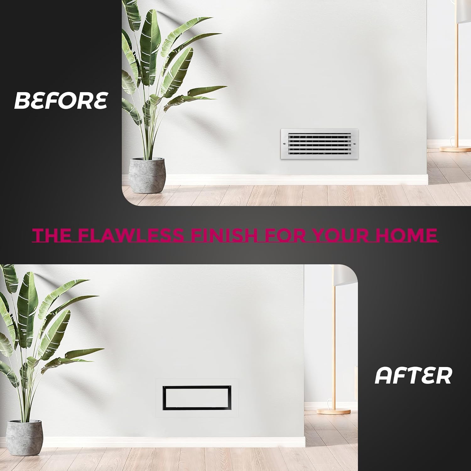 4x10 Flush Wall Vent, Metal Wall Vent Cover Paintable Ceiling Vent Covers HVAC Vent Cover Adjustable White Air Vent Modern Register Grille for Walls Ceiling