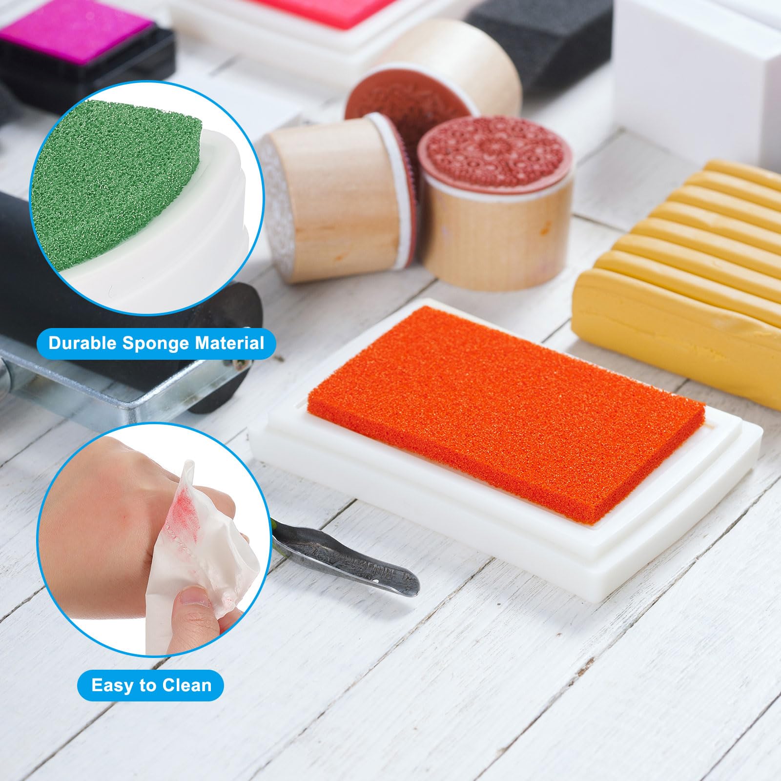 PATIKIL Craft Ink Pads for Stamps 2 Pcs Washable Finger Print Ink Stamp Pad Color DIY Rainbow for Rubber Stamps Paper Scrapbooking Fabric Wood - Image 3
