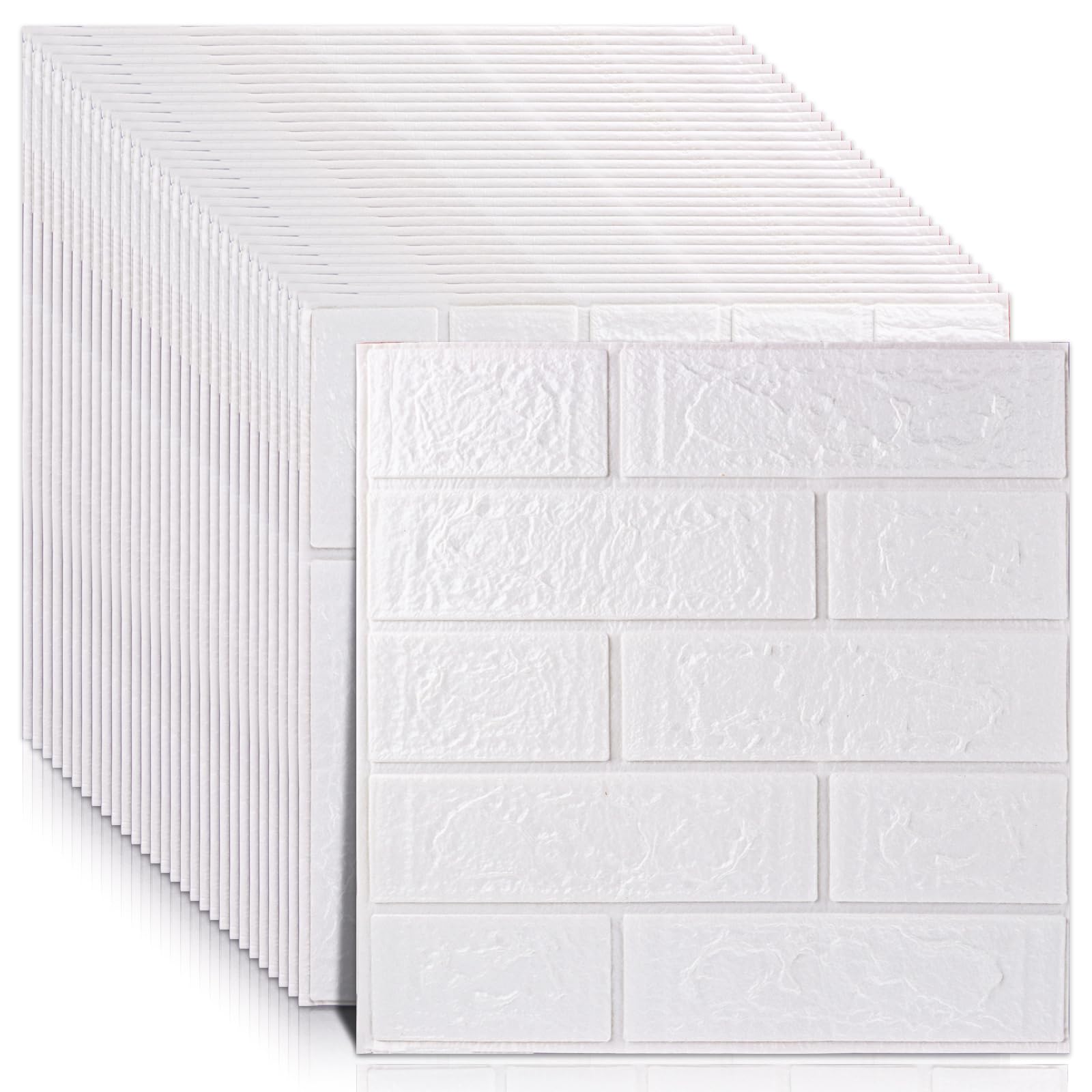 Paneles de pared 3D para despegar y pegar revestimiento decorativo de espuma blanca en bloque