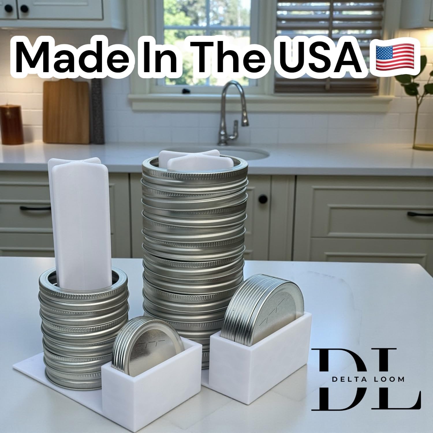 Mason Jar Lid Organizer & Ring Holder (2 Pack) | Vertical Storage Rack for Regular & Wide Mouth Canning Lids | Space-Saving Kitchen Cabinet Organizer | Holds 20 Lids & 20 Rings