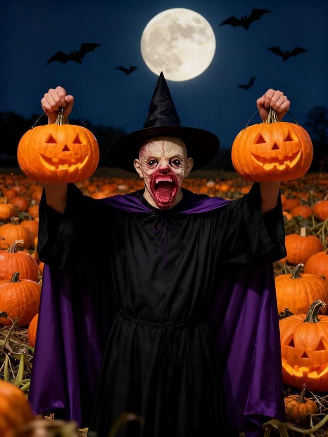 Máscara de cabeza de látex para Halloween, terror miniatura 4