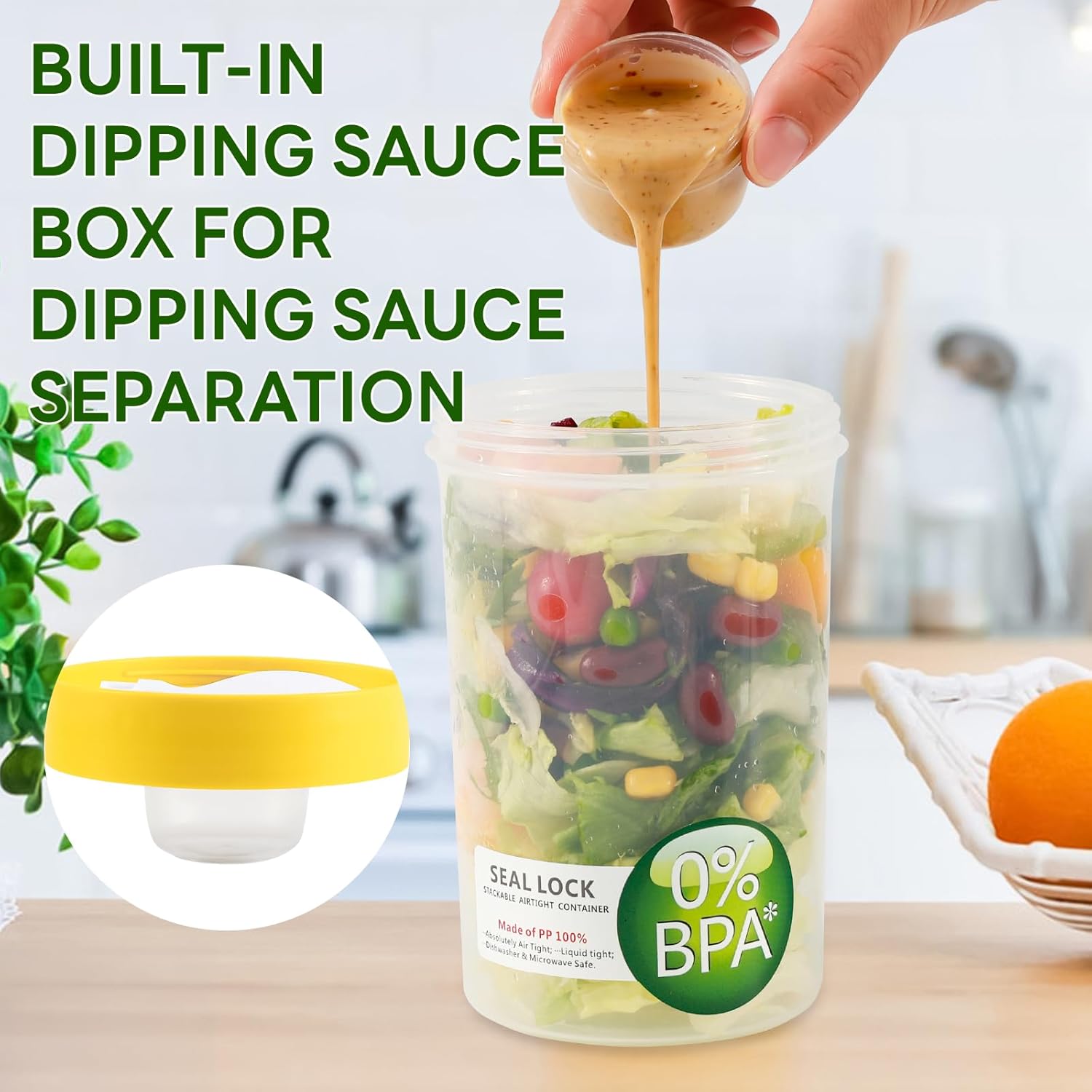 4 Pack 31 oz Salad Jars,Breakfast On The Go Cups, 2-Tier Leak-Proof Meal Prep Container with Foldable Spoon, Reusable Cereal Yogurt Cup with Overnight Oats Container for Granola Oatmeal