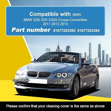 Car Front Bumper Headlight Washer Cover Compatible with BMW 328i 3351 335lS Coupe Convertible 2011-2013 Headlight Washer Nozzles Cover 61677253393 61677253394 Water Spray Cover Sliver Left