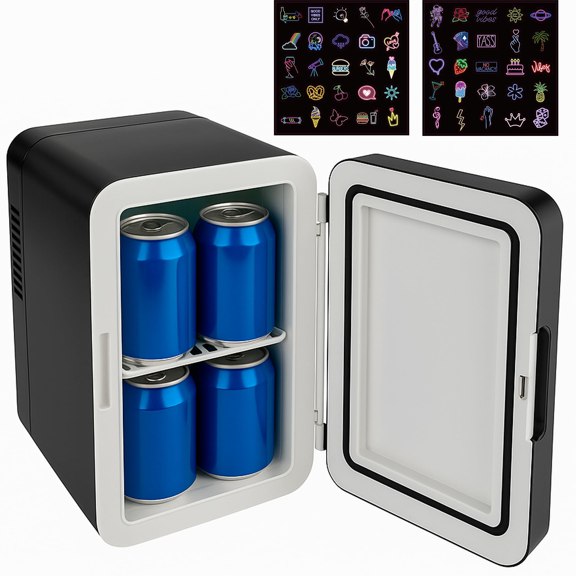 Denver MFR-404B Mini Frigo 4L – Frigorifero Piccolo Portatile con Funzione Caldo/Freddo - 230V & 12V - Frigo da Camera - Ufficio - Auto - Cosmetici & Bevande