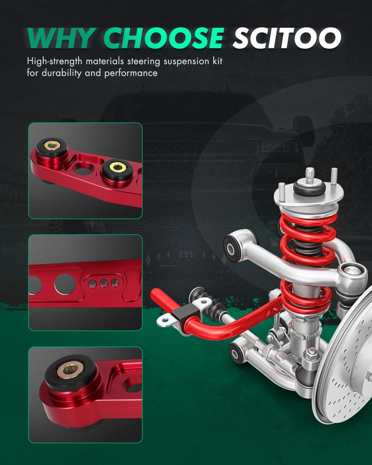 SCITOO Control Arms Rear Lower Adjustable Suspension Kits fit for 1996 1997 1998 1999 2000 for Honda Civic