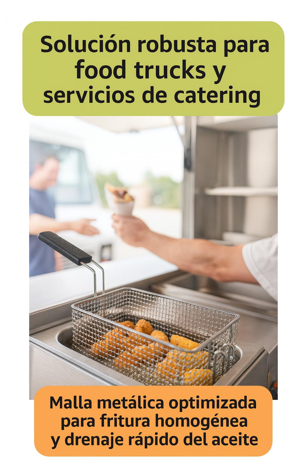 CubetasGastronorm ® Cesta Freidora Industrial Acero Cromado 200x270x110mm Compatible con Lotus Repuesto para Freidora Profesional Gas Eléctrica Hostelería