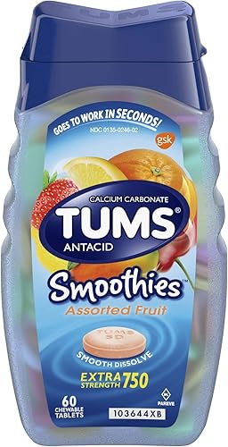 Tums Smooth Dissolve Tabletas masticables Surtido de Frutas - 60 tabletas