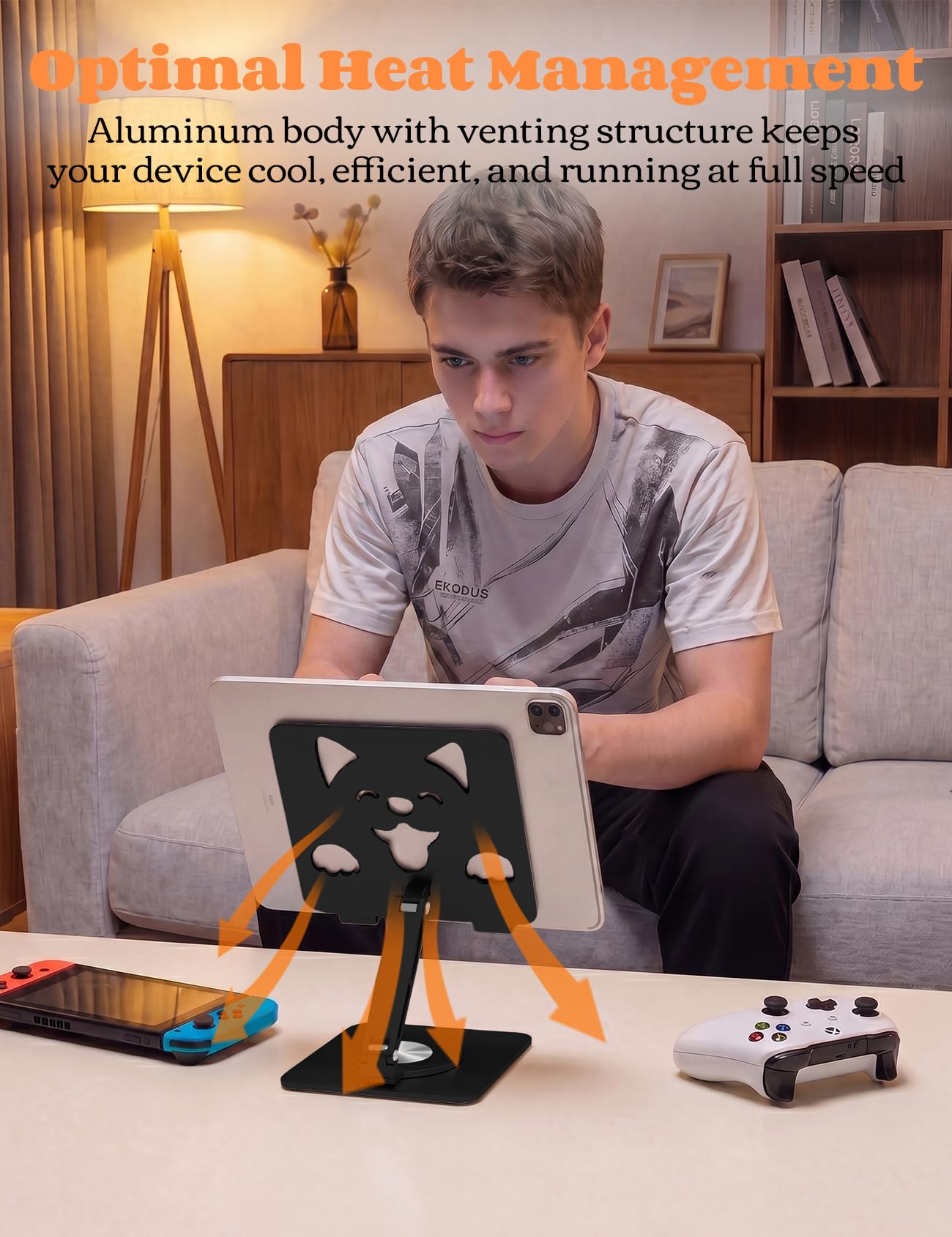 Aoviho Supporto per tablet per iPad con base girevole a 360° - Supporto per tablet regolabile in alluminio per scrivania, supporto per iPad Pro/Air/Mini, Samsung Galaxy, Kindle, dispositivi da 4