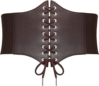 SANSTHS Wide Corset Belt for Women Lace-up Renaissance Corset Hight Waist Elastic Belt for Halloween Costume Parties