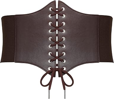 SANSTHS Wide Corset Belt for Women Lace-up Renaissance Corset Hight Waist Elastic Belt for Halloween Costume Parties