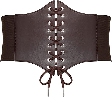 SANSTHS Wide Corset Belt for Women Lace-up Renaissance Corset Hight Waist Elastic Belt for Halloween Costume Parties