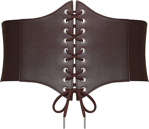 SANSTHS Wide Corset Belt for Women Lace-up Renaissance Corset Hight Waist Elastic Belt for Halloween Costume Parties