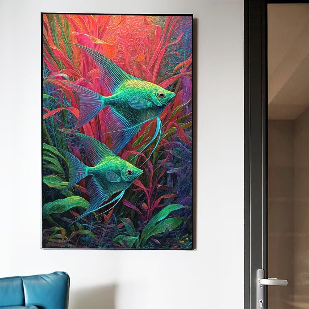 5D diamentowe malowanie pełny zestaw do łowienia ryb, DIY diamentowe malowanie roślin hobby dla dorosłych, diamentowe malowanie diamentowe obrazy z koralikami haft krzyżykowy do dekoracji domu 70 x