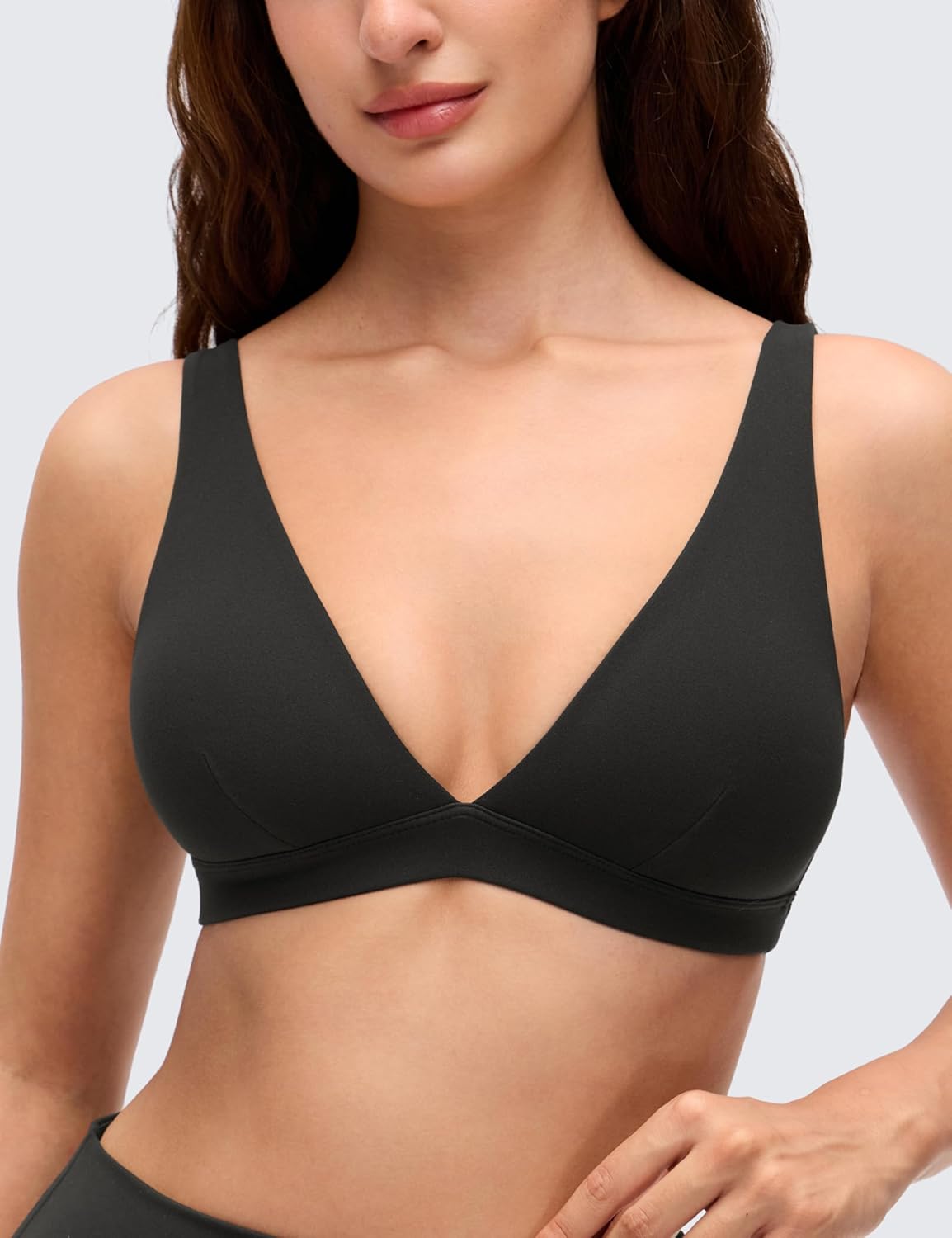 CRZ YOGA Butterluxe Soft Double Lined Deep V Neck Sports Bras for Women - Open Back Yoga Crop Top Casual Non Padded - Image 5