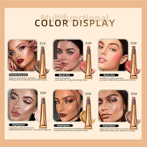 Miniatura 8 de Ofanyia Varita de belleza Liquid Blusher, colorete facial líquido con aplicador de cojín suave, acabado mate cremoso suave, maquillaje ligero