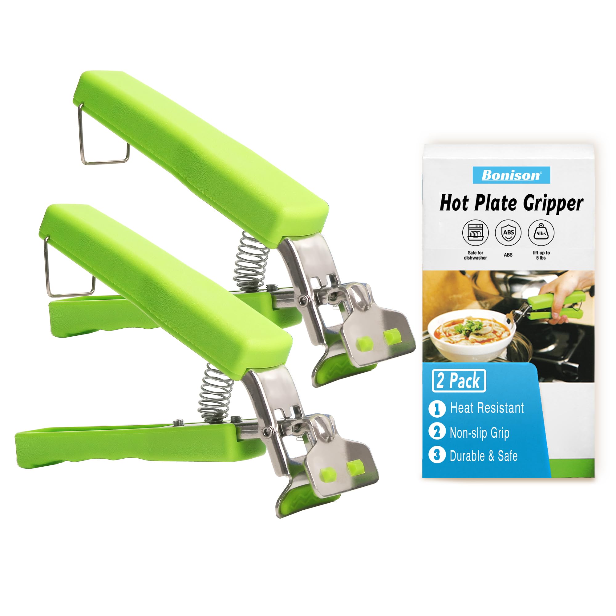 Bonison Set of Two Gripper Clips for Moving Hot Plate or Bowls with Food Out, From Instant Pot, Microwave, Oven, Air Fryer. Accessory for Lifting Insta Pot Inner Liner.