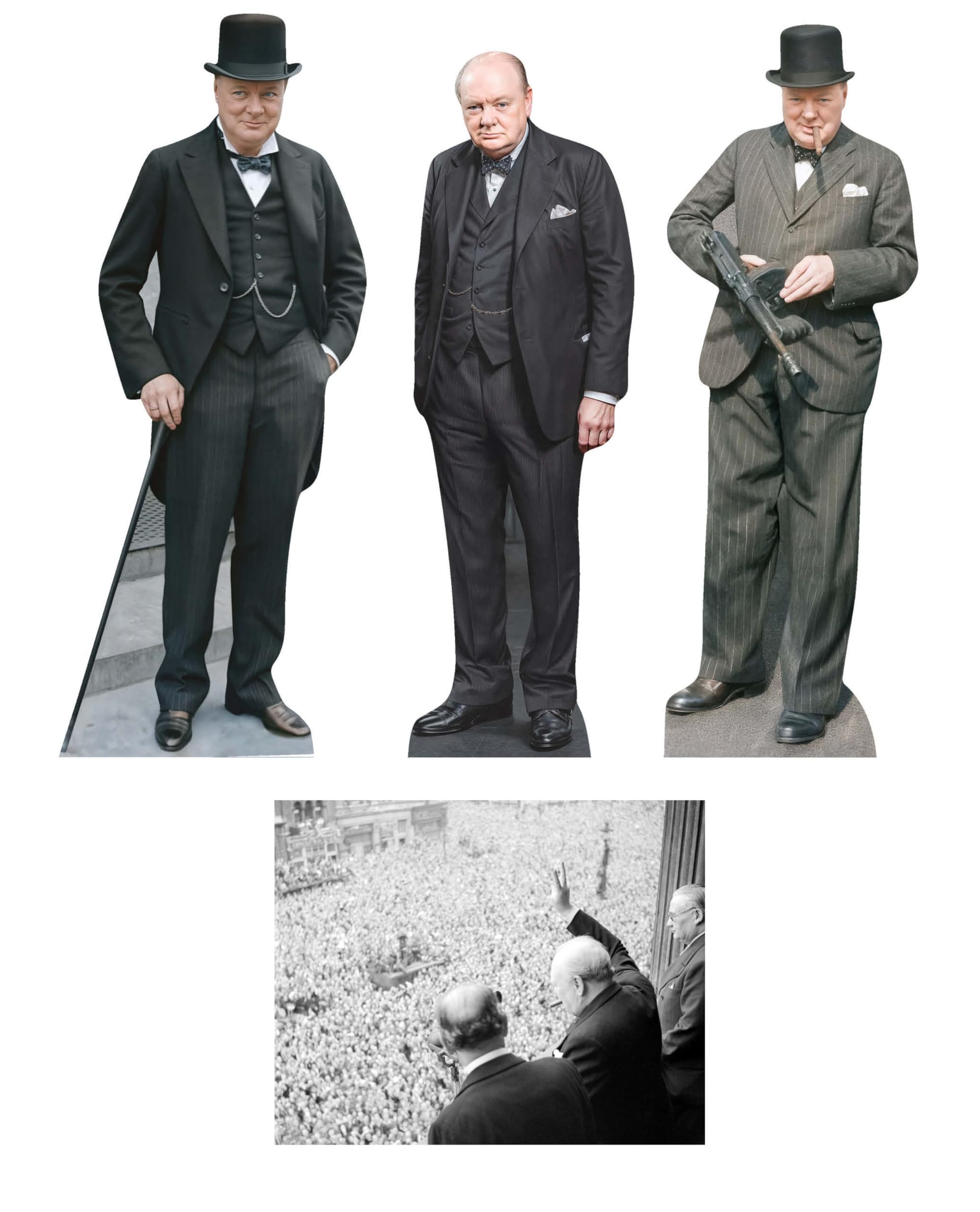 Winston Churchill Table Top Cardboard Cutouts Party Pack of 3 Desk Standees 31cm