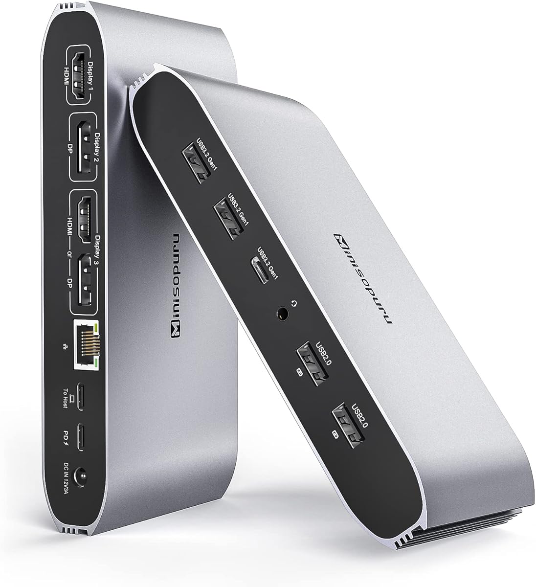 Minisopuru Displaylink Triple Display Docking Station for MacBook M1/M2/M3/M4/Windows,DisplayLink Docking Station with 2 HDMI & 2 DisplayPort,100W Charge, USB-C Data, Ethernet, Audio, 4 USBA Ports