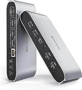 Displaylink Triple Display Docking Station for MacBook M1/M2/Windows, Minisopuru Universal Laptop Docking Station with 2 HDMI &amp; 2 DisplayPort,100W Charge, USB-C Data, Ethernet, Audio,4 USBA Ports