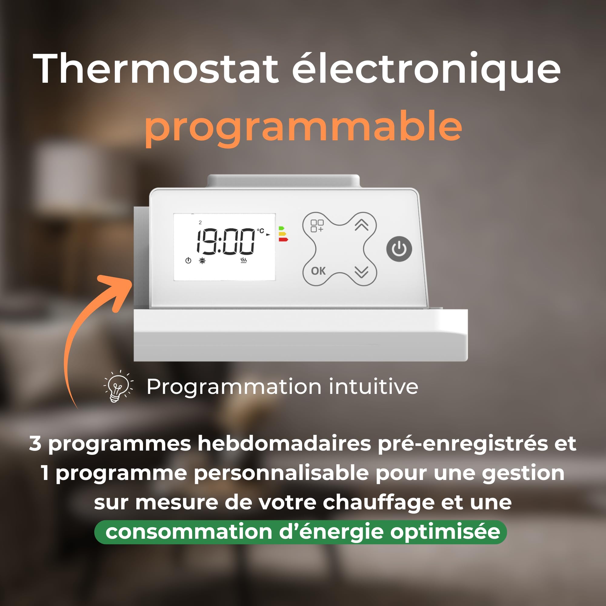 Elektryczny grzejnik bezwładnościowy żeliwny 1500W Programowalny termostat Biały Cosyup Eilo 3 lata