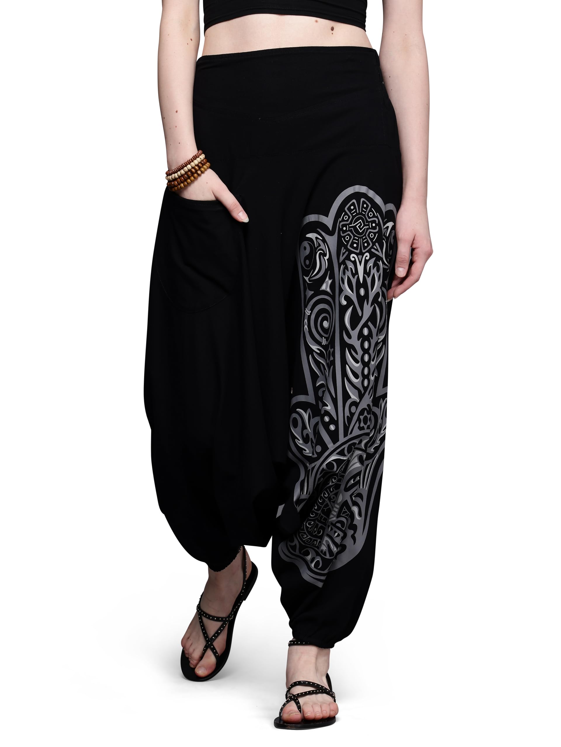The Veshti Company Womens Printed Summer Harem Pants Cotton Boho Hippie Casusal Oversized Palazzo Pant for Women