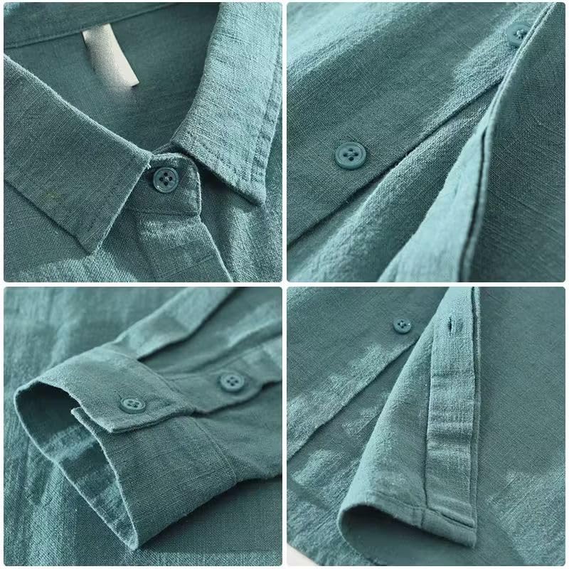 Chemise coton et lin homme de qualité supérieure coupe ample classique - 5