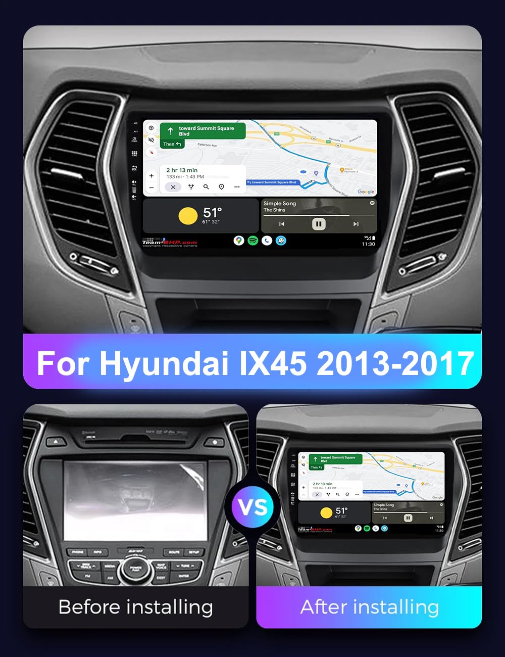 Kec 9" [6G+128G] Android 16 Autoradio pour Hyundai IX45 Santa Fe 2012-2018 avec sans Fil Carplay Android Auto | DSP | Mirror Link | 8-Core IPS Écran Tactile Bluetooth 5.0 GPS Navi WiFi FM