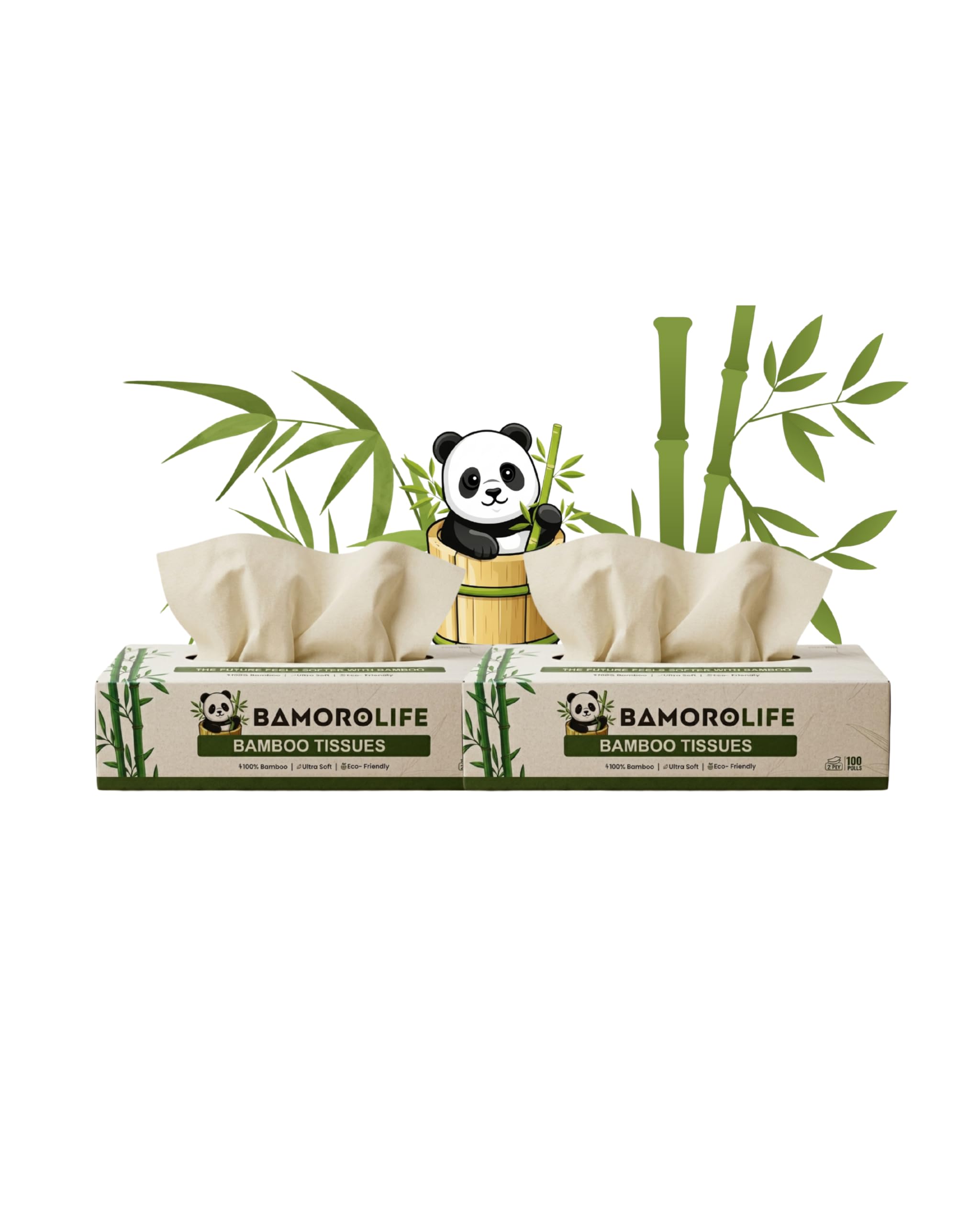 Bamboo Facial Tissue Paper | 100 Pulls x 2 Boxes | 200 Pulls | Super Soft 2-Ply Facial Tissues | Highly Absorbent Car Tissue Box | Eco-Friendly, Skin Friendly & Travel-Friendly-image-21