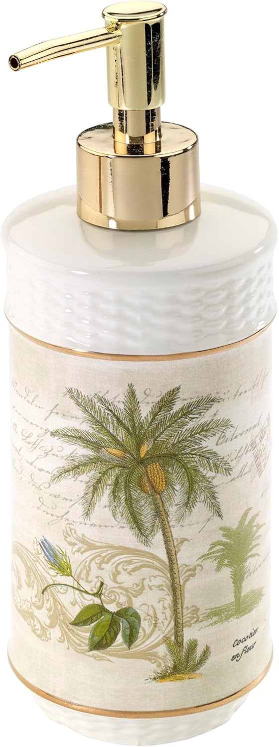 Avanti Linens - Waste Basket, Decorative Trash Can, Guest Bathroom Essentials, Tropical Inspired Bathroom Accessories (Colony Palm Collection)
