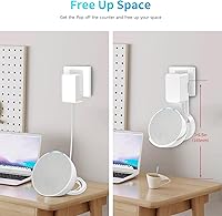 Vista 3 de Wall Mount Holder for Echo Pop, Outlet Hanger Stand for Echo Pop, Built-in Cable Management, White